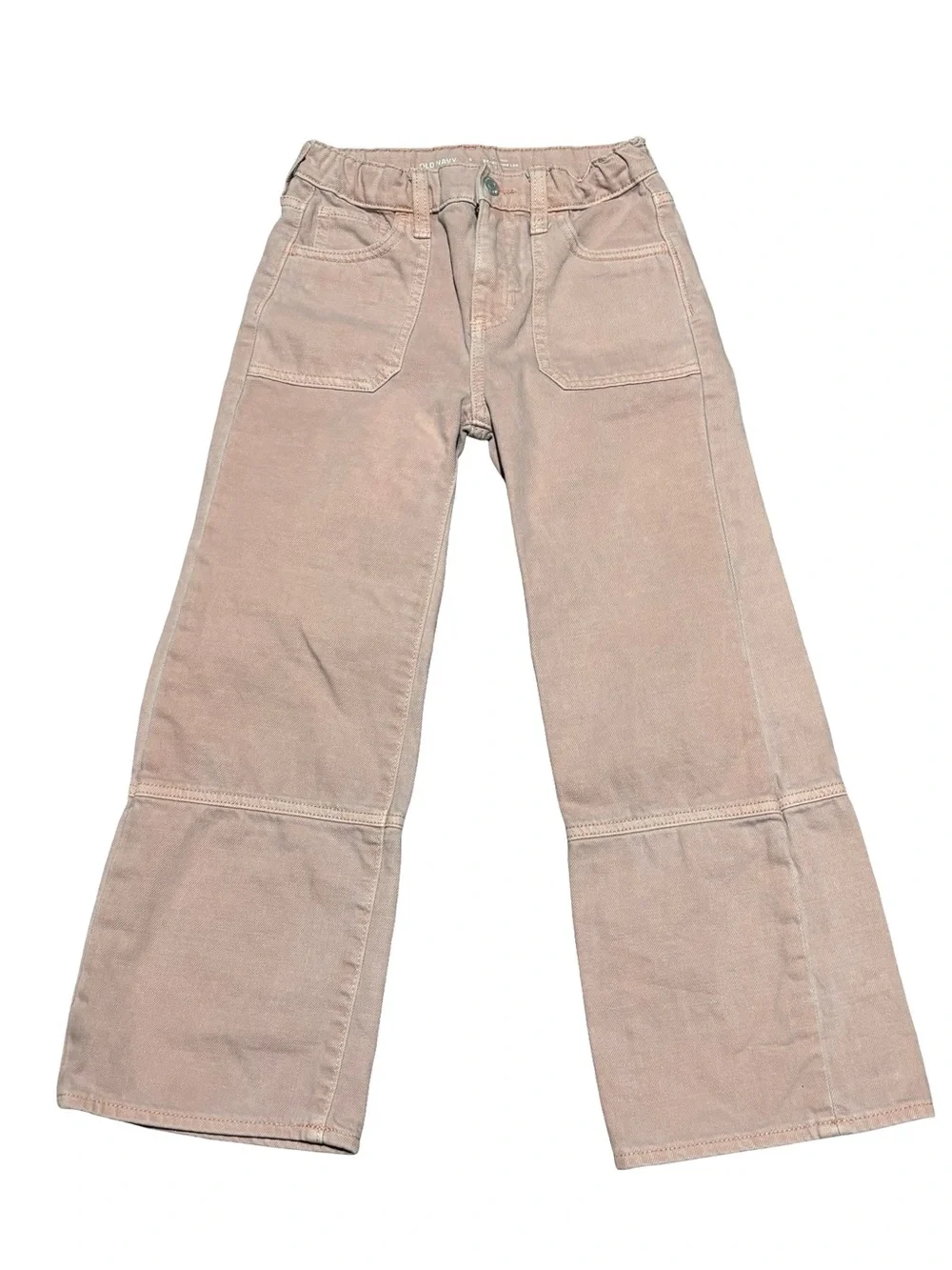 Old Navy Girls Salmon Pink Peach Wide-Leg Denim Cotton Stylish Pants